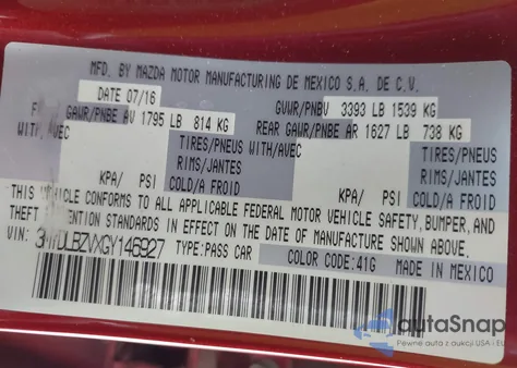 2016 Scion Ia из США, поврежденный, VIN 3MYDLBZVXGY146927